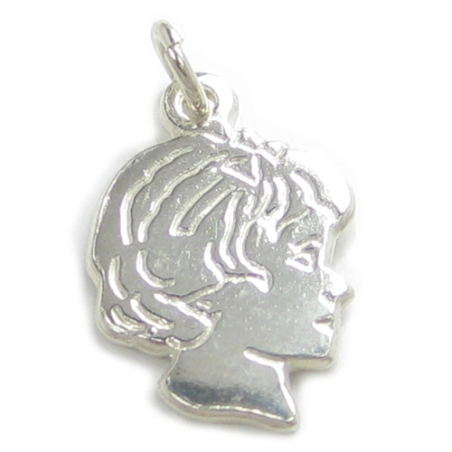 Girl sterling silver charm .925 x 1 girls profile charms pendants