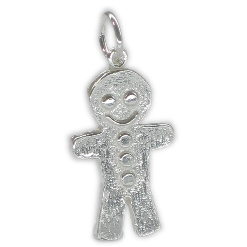 Gingerbread Man sterling silver charm .925 x 1 Ginger Bread Food charms