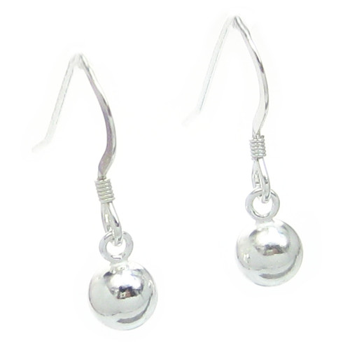 Ball Bead dropper sterling silver dangle earrings .925 x 1 Pair Drops