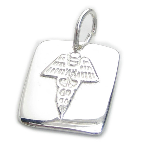 Medical disc sterling silver charm pendant .925 x 1 medic discs alert