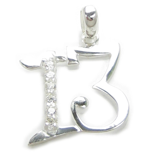 13 sterling silver pendant .925 x 1 Age Thirteen birthday pendants