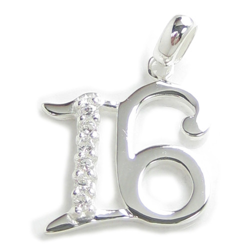 16 sterling silver pendant .925 x 1 Age Sixteen birthday pendants