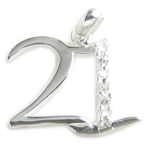 21 sterling silver pendant .925 Age Twenty One birthday pendants