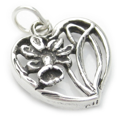 Daffodil flower sterling silver charm .925 x 1 Dafodil Daffs Daffodils