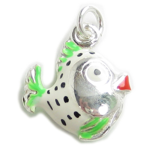 Fish sterling silver pendant .925 Fishes enamelled pendants