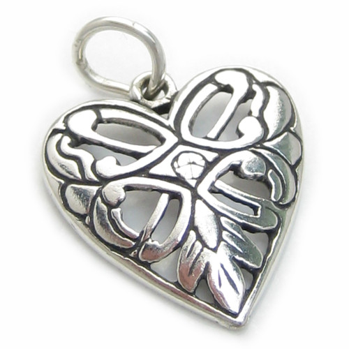 Heart sterling silver charm .925 x 1 Love hearts charms O1