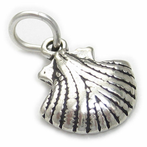 Tiny shell 2D sterling silver charm .925 x 1 Shells charms