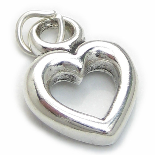 Heart sterling silver charm .925 x 1 Love hearts charms Q1