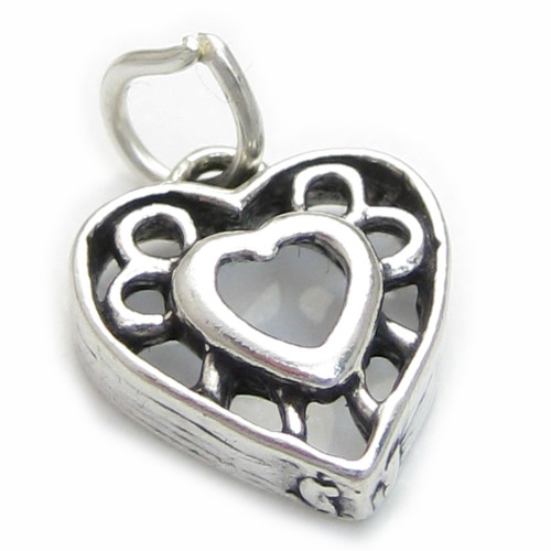 Heart sterling silver charm .925 Love hearts charms R1