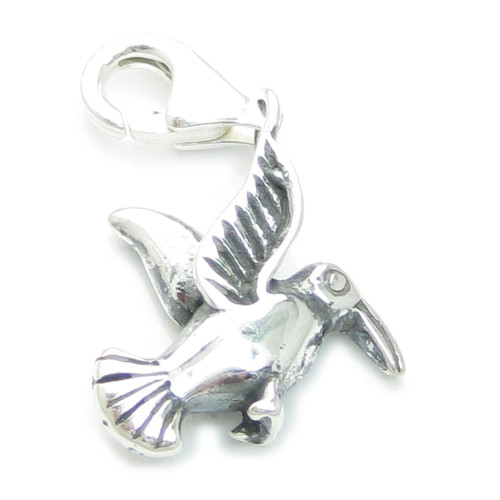 Hummingbird sterling silver charm .925 x 1 Humming Bird charms A1