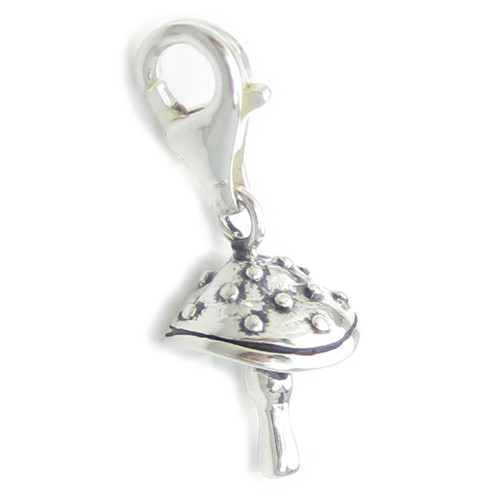 Mushroom - Toadstool 2D sterling silver charm .925 Fungi charms