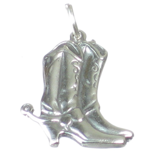 Cowboy Boots sterling silver charm 2D .925 x 1 Cowboys Shoes charms