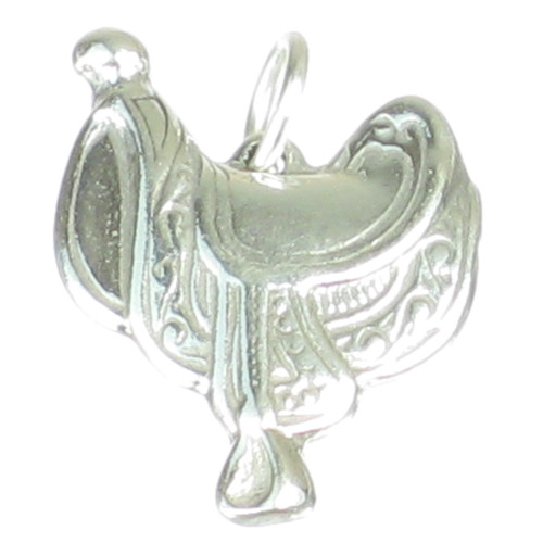 Saddle sterling silver 2D charm .925 x 1 Horses Saddles Horse charms