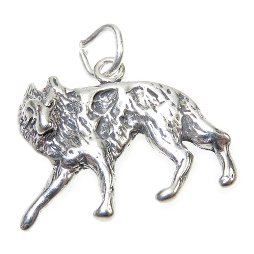 Wolf sterling silver charm .925 Wolves charms