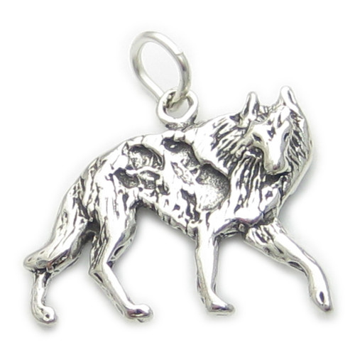 Wolf sterling silver charm - pendant .925 x 1 Wolves charms