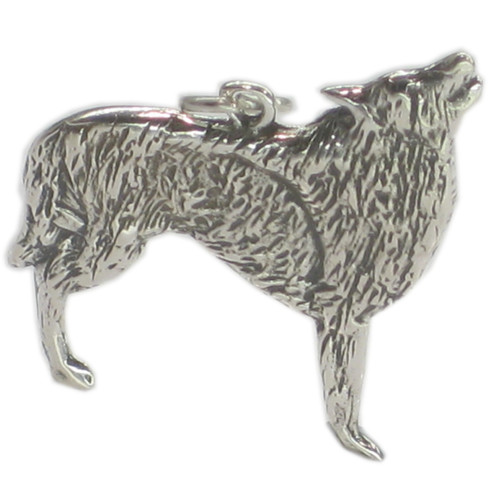 Wolf howling sterling silver charm pendant .925 x 1 Wolves charms