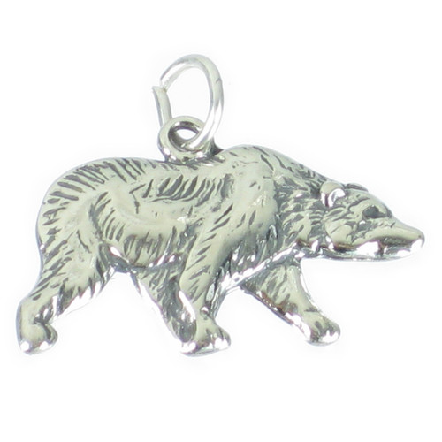 Bear 2D sterling silver pendant charm .925 x 1 pendants charms Bears