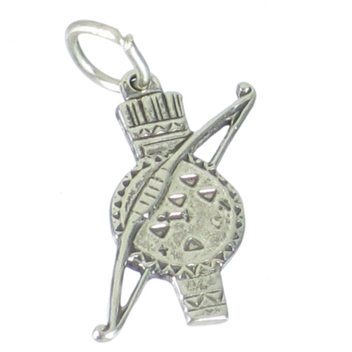 Quiver - Bow - Arrows 2D sterling silver charm .925 x 1 Archery charms