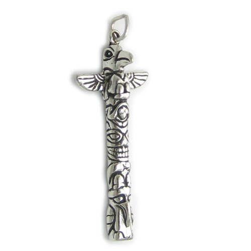 Totem Pole 2D sterling silver charm .925 x 1 Native American Indian charms