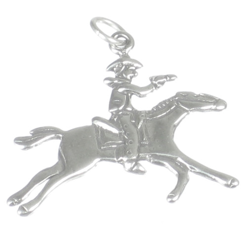 Cowboy on horse sterling silver large charm pendant .925 Cowboys