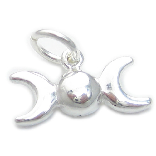 Triple Moon Goddess sterling silver charm .925 x 1 Maiden Mother Crone