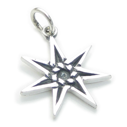 Elven star septagram sterling silver charm .925 x 1 Faerie stars