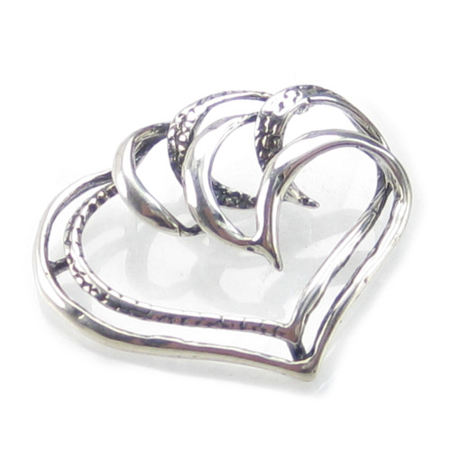 Large heart sterling silver pendant .925 x 1 (no chain) Love pendants