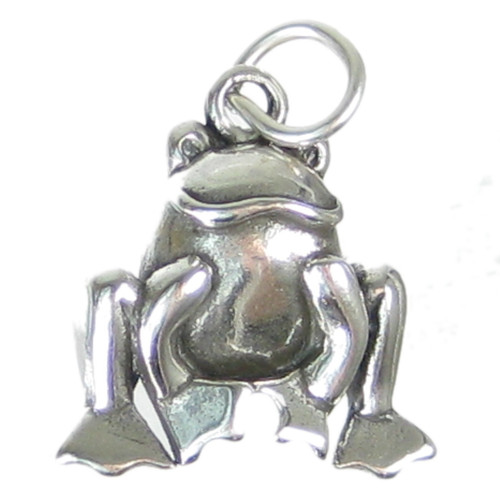 Frog - Toad 2D sterling silver charm .925 x 1 Frogs Toads charms