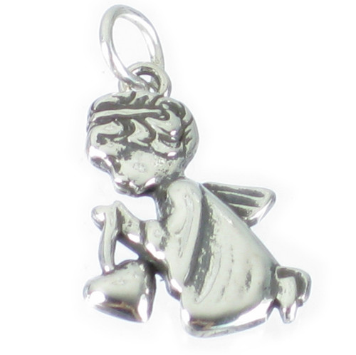 Angel praying sterling silver 2D charm pendant .925 Angels charms
