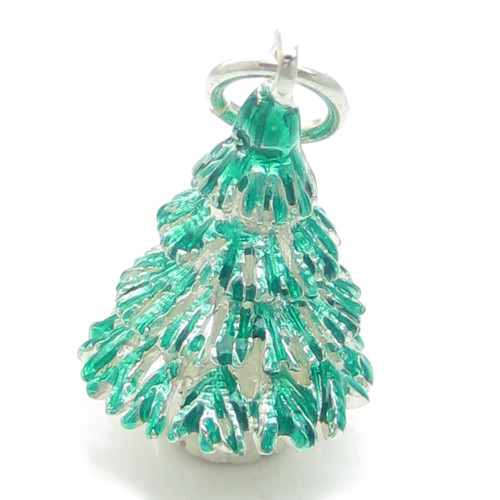 Christmas Tree sterling silver charm .925 x 1 Xmas Trees charms E