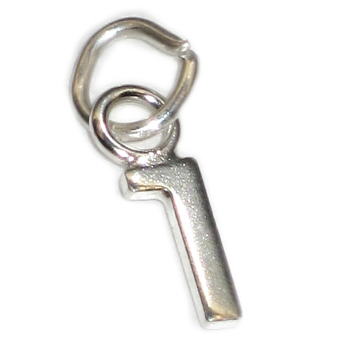 Number 1 TINY sterling silver charm .925 x 1 Numbers One