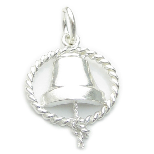 Ships Bell 2D sterling silver charm .925 x 1 Boats Boating Ships