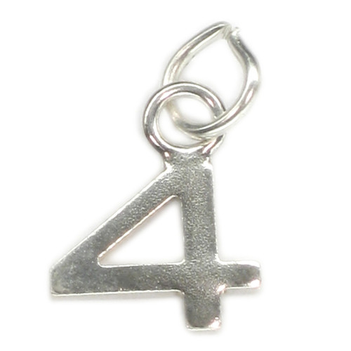 Number 4 TINY sterling silver charm .925 x 1 Numbers Four
