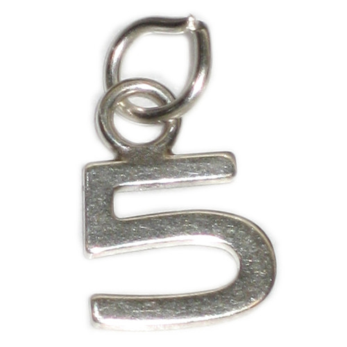 Number 5 TINY sterling silver charm .925 Numbers Five