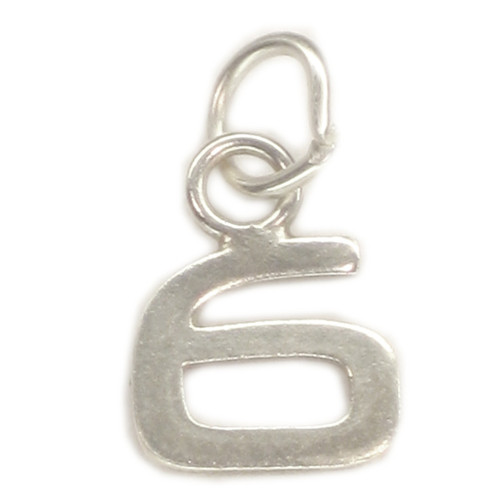 Number 6 TINY sterling silver charm .925 x 1 Numbers Six