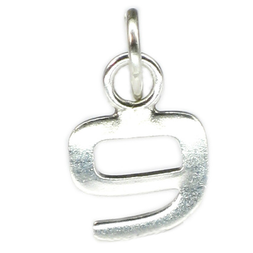 Number 9 TINY sterling silver charm .925 x 1 Numbers Nine