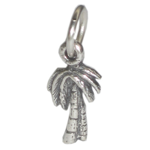Palm Tree tiny sterling silver charm .925 x 1 Trees charms