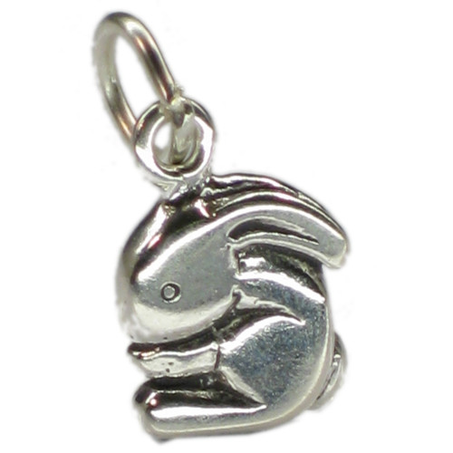 Bunny Rabbit 2D Tiny sterling silver charm .925 x1 Bunnies Rabbits charms