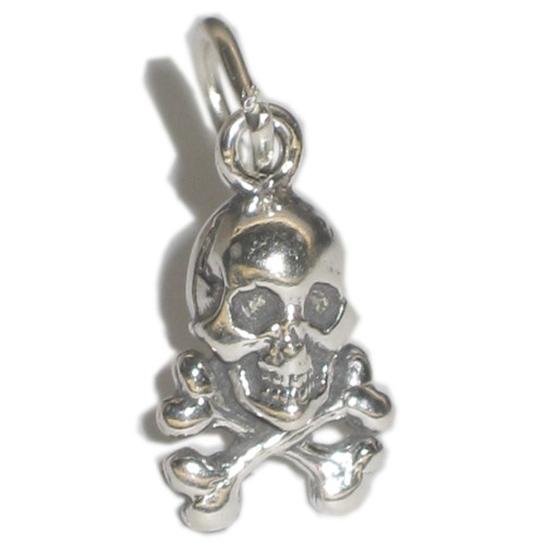 Skull and Crossbones tiny sterling silver charm .925 x1 Pirates charms