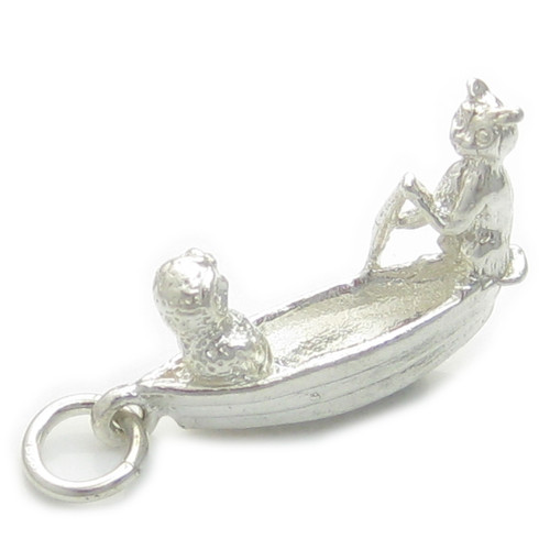 Owl and the Pussy Cat in boat sterling silver charm .925 x 1