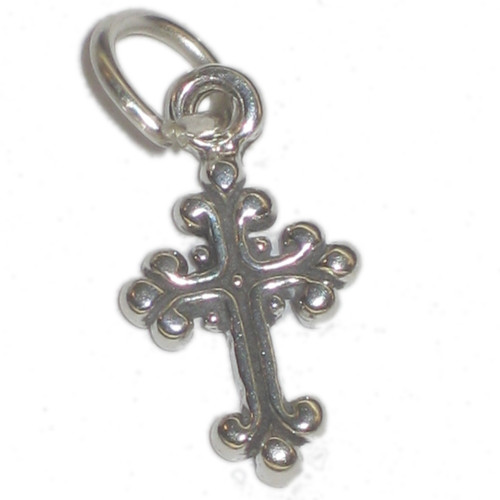 Cross Tiny sterling silver charm .925 x 1 Crosses charms