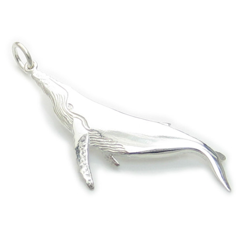 Humpback Whale 2D sterling silver charm .925 x 1 Whales Wales charms