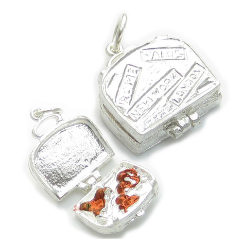 Suitcase opening sterling silver charm .925 x 1 Suitcases charms