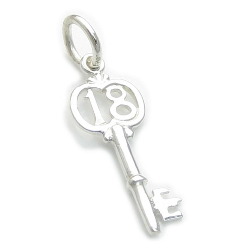 18 Birthday Key sterling silver charm .925 small 18th Birthdays Charms