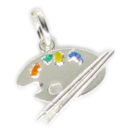 Artist Paint Palette sterling silver charm .925 x 1 Art Painting charms