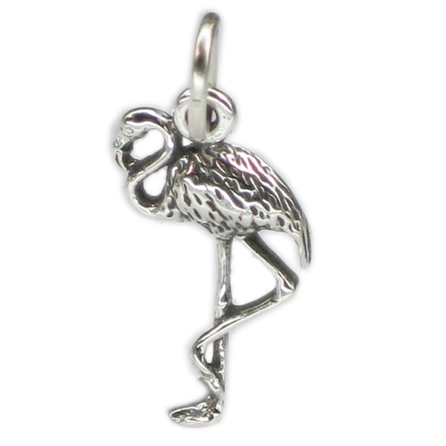 Flamingo Tiny sterling silver charm .925 x 1 Flamingos tiny charms