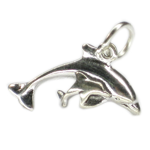 Dolphin and Calf Tiny sterling silver charm .925 x 1 Dolphins charms