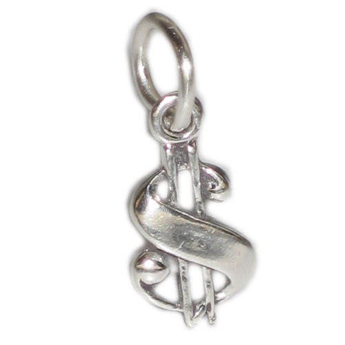Dollar sign Tiny sterling silver charm .925 x 1 USD Dollars charms