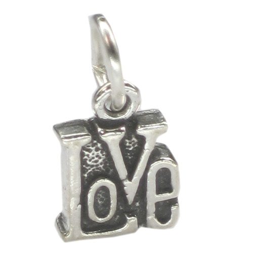 Love Tiny sterling silver charm .925 x 1 Loving charms