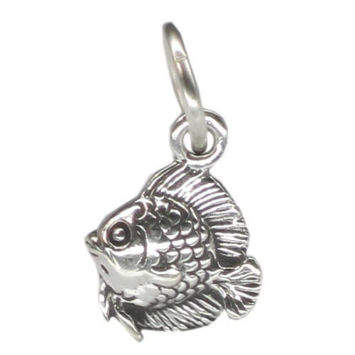 Fish Tiny sterling silver charm .925 x 1 TINY Fishes charms A1
